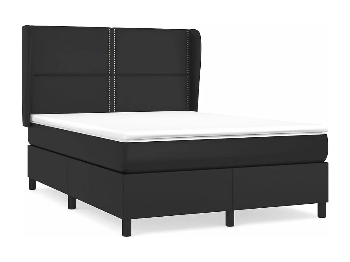 Lit à sommier tapissier avec matelas Noir 140x190 Similicuir