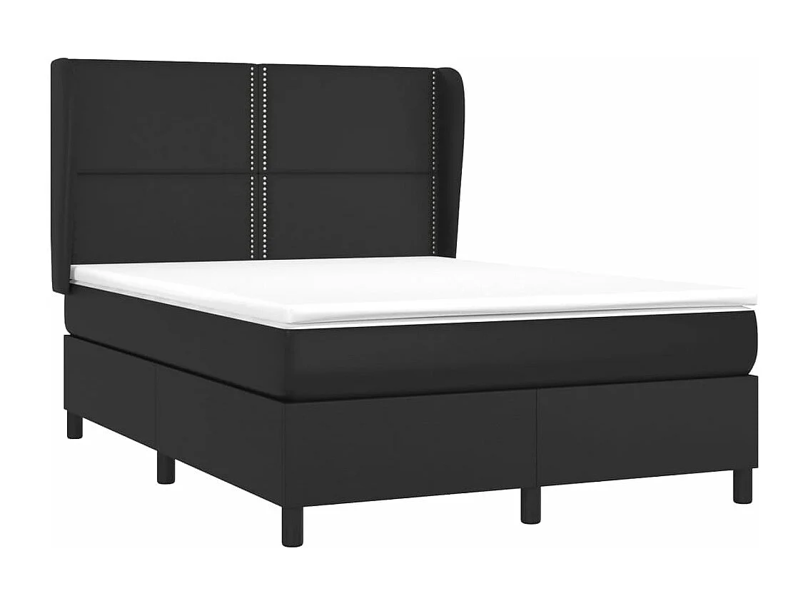 Lit à sommier tapissier avec matelas Noir 140x190 Similicuir