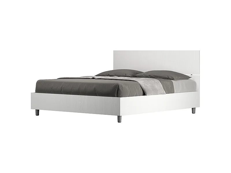 Cama box 160x200 com cabeceira reta, freixo branco Demas