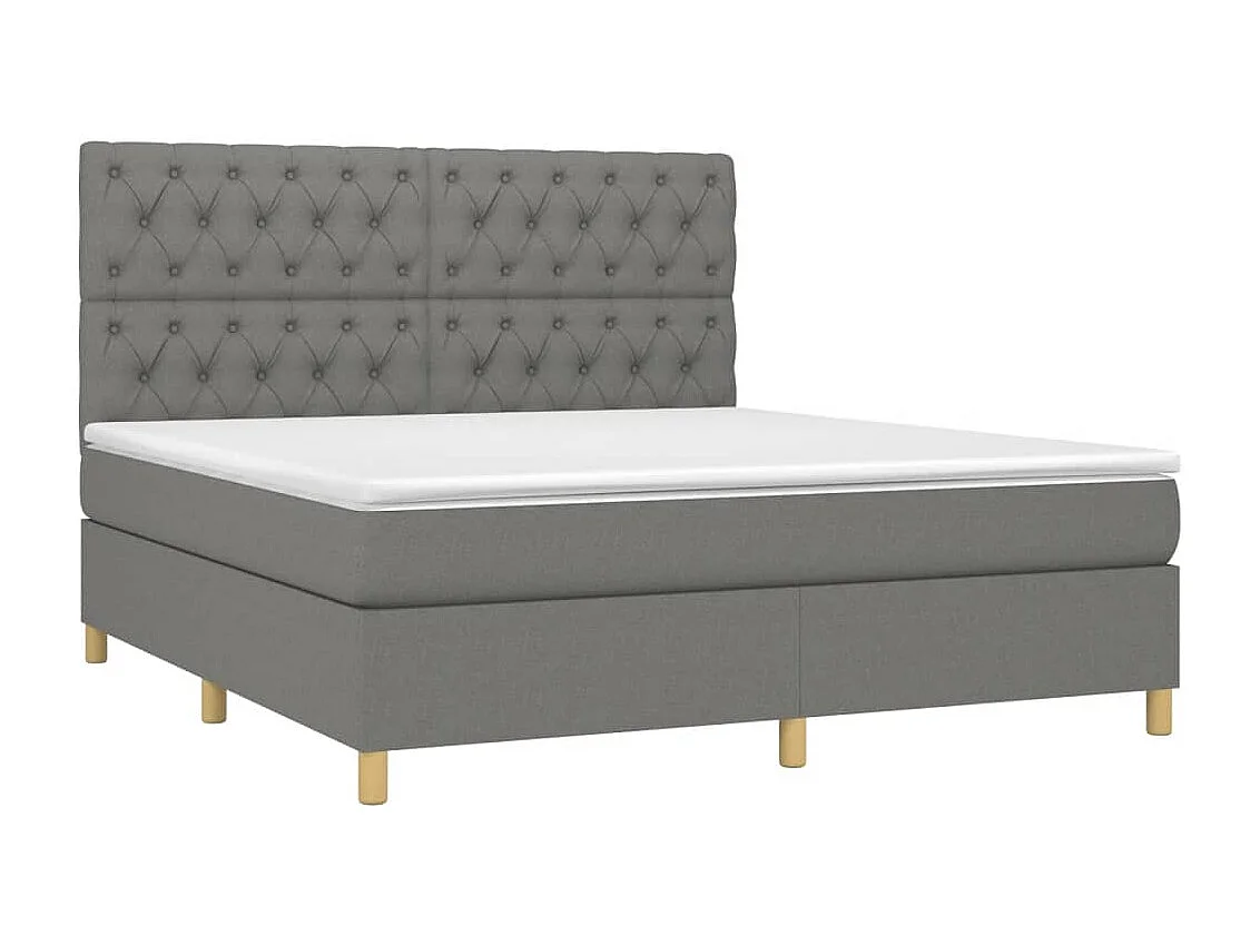 Lit à sommier tapissier avec matelas Gris foncé 160x200 Tissu 9