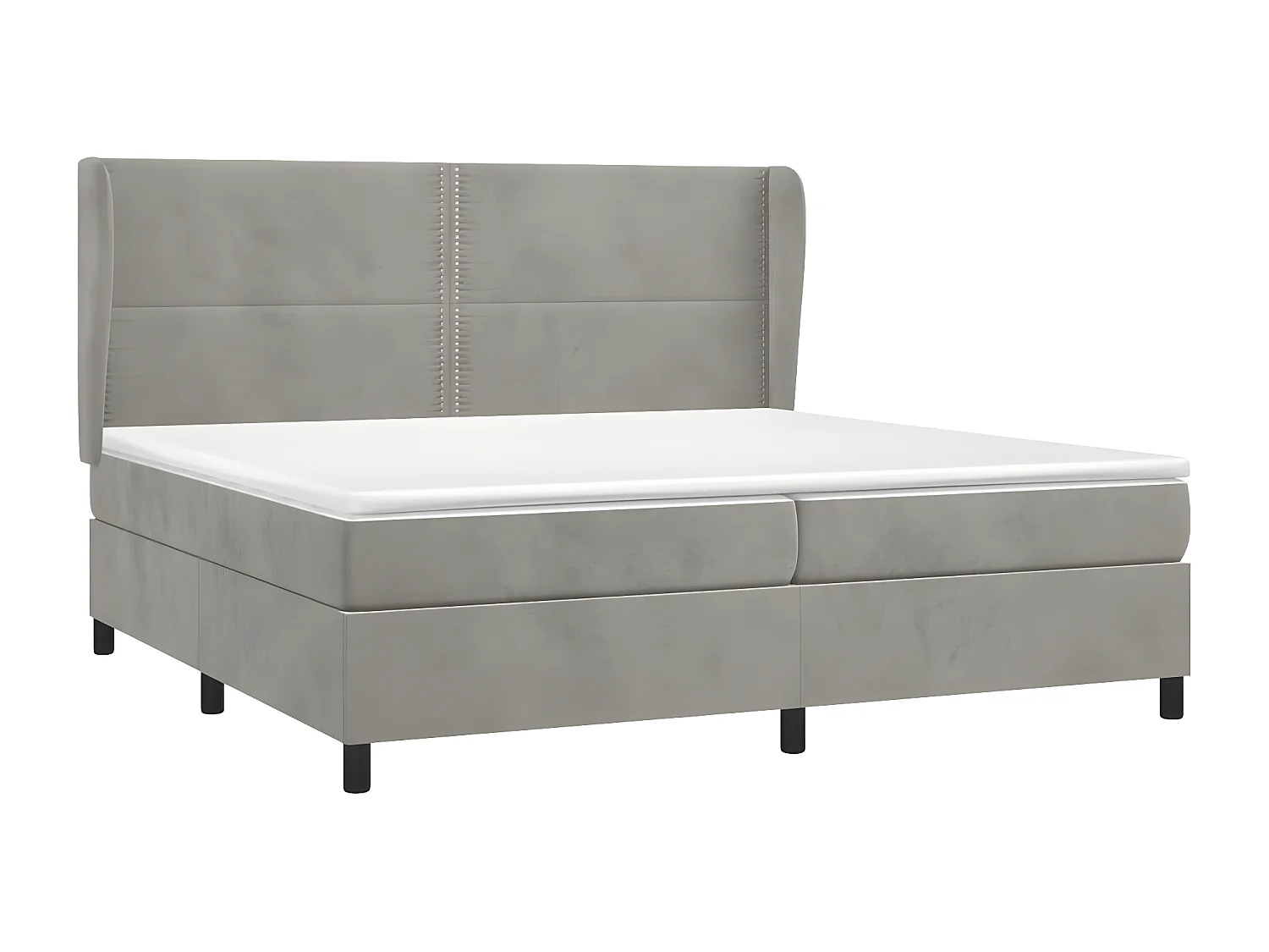 Lit à sommier tapissier et matelas Gris clair 200x200 Velours