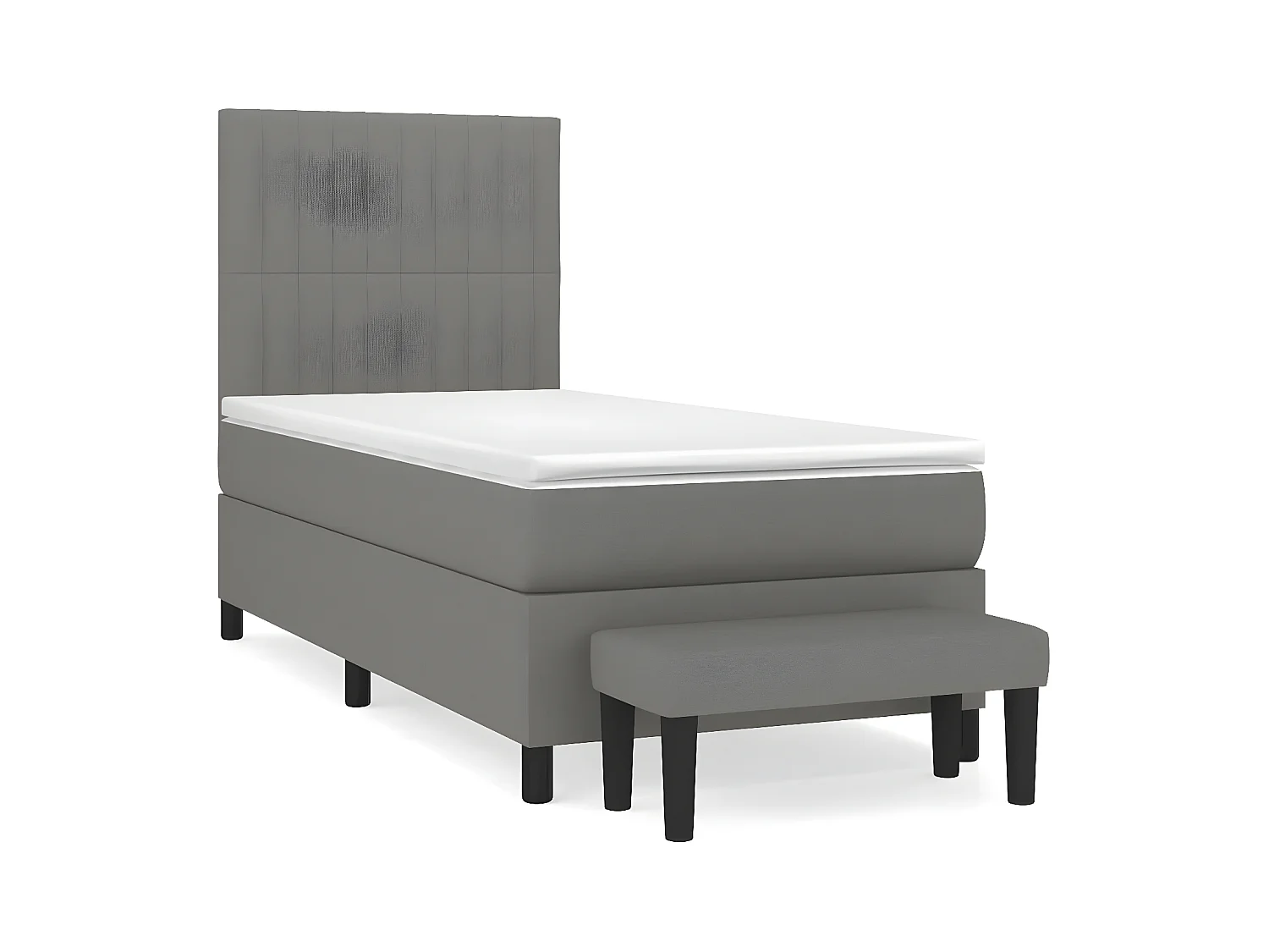 Lit à sommier tapissier avec matelas Gris foncé 80x200 Tissu 8