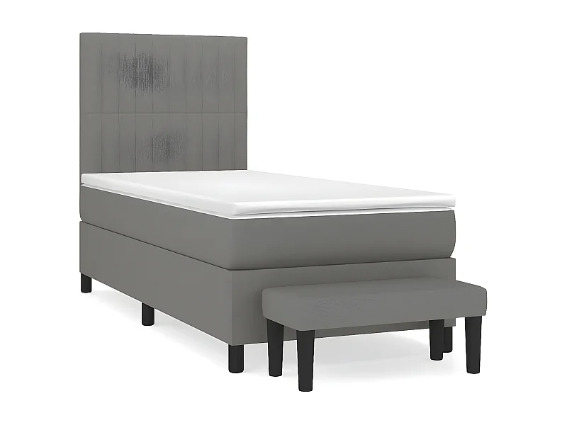 Lit à sommier tapissier avec matelas Gris foncé 80x200 Tissu 8