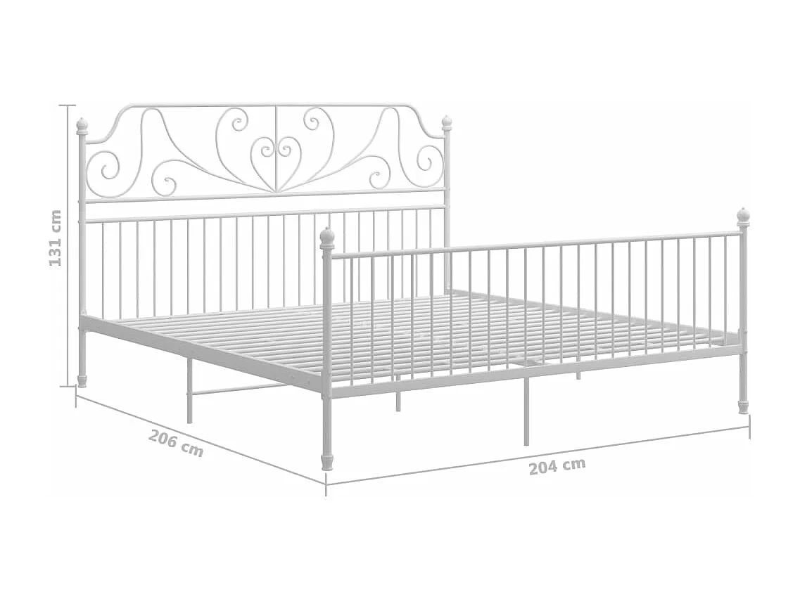 Lit Blanc Métal et contreplaqué 200x200 2