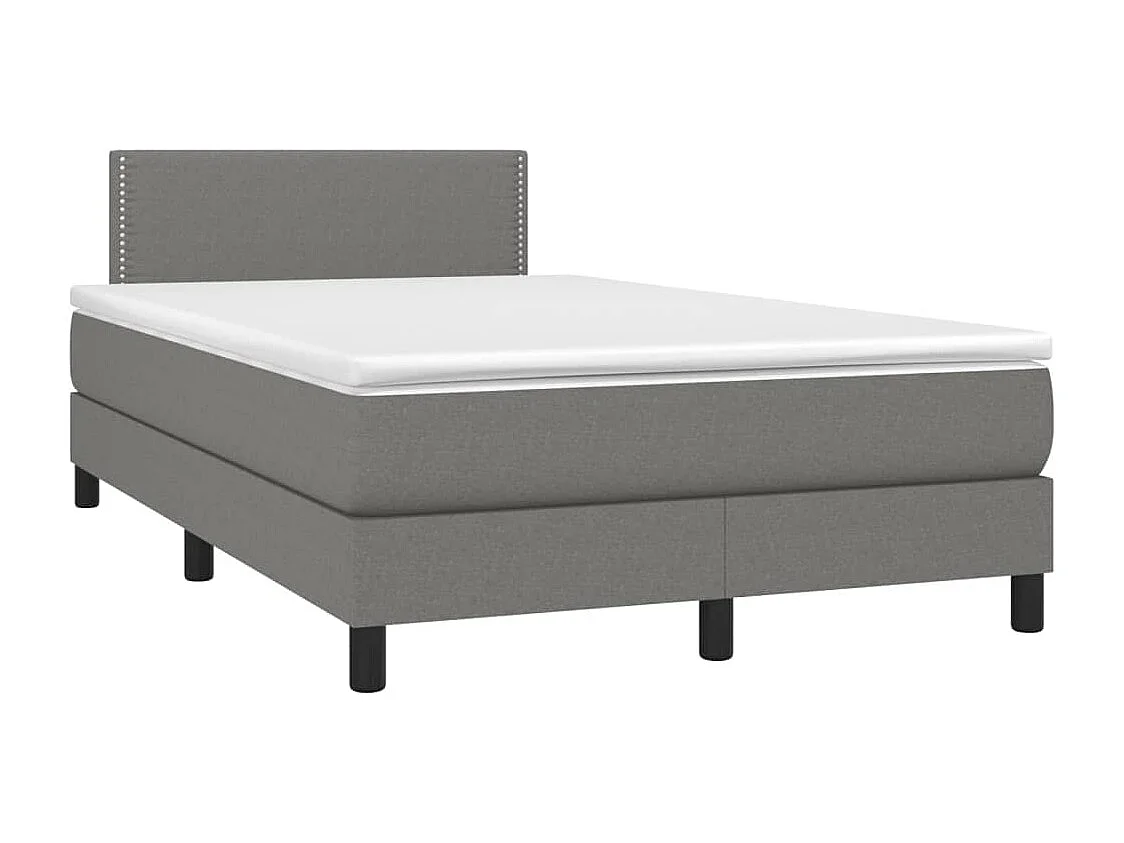Lit à sommier tapissier et matelas et LED Gris foncé 120x200 Tissu