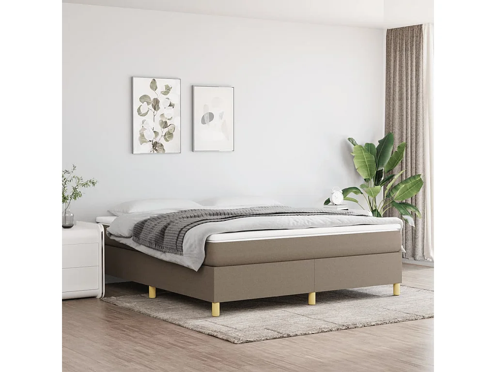 Lit à sommier tapissier avec matelas Taupe 180x200 Tissu
