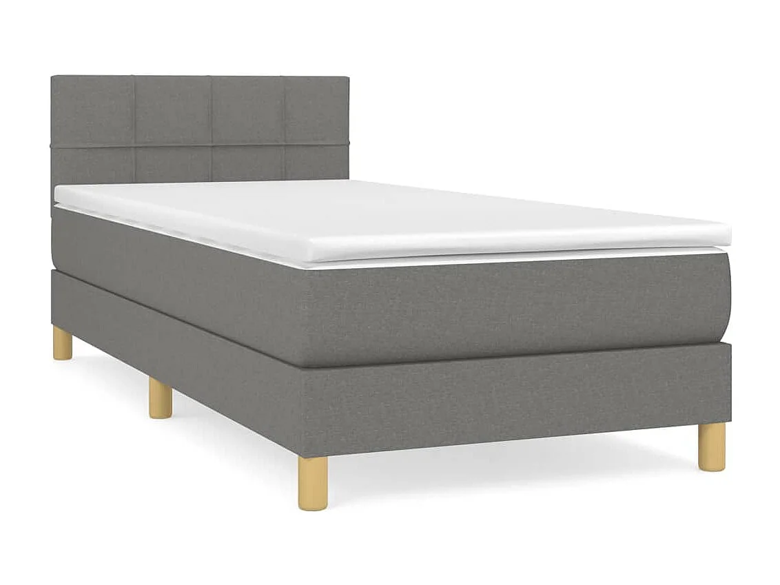 Lit à sommier tapissier avec matelas Gris foncé 80x200 Tissu 4