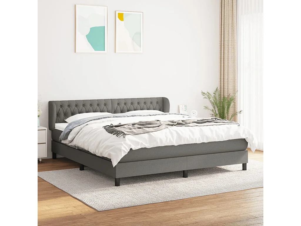 Lit à sommier tapissier avec matelas Gris foncé 180x200 Tissu 2