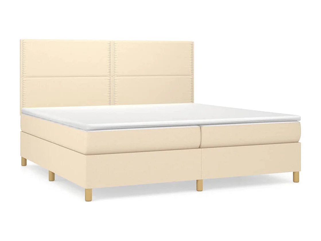 Lit à sommier tapissier avec matelas Crème 200x200 Tissu 5