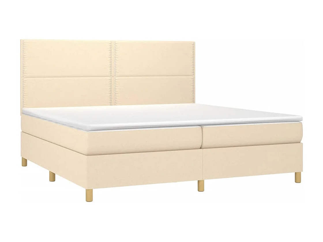 Lit à sommier tapissier avec matelas Crème 200x200 Tissu 5