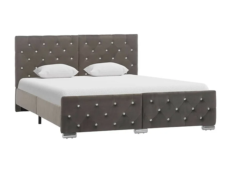 Lit Gris Tissu 140x200 4