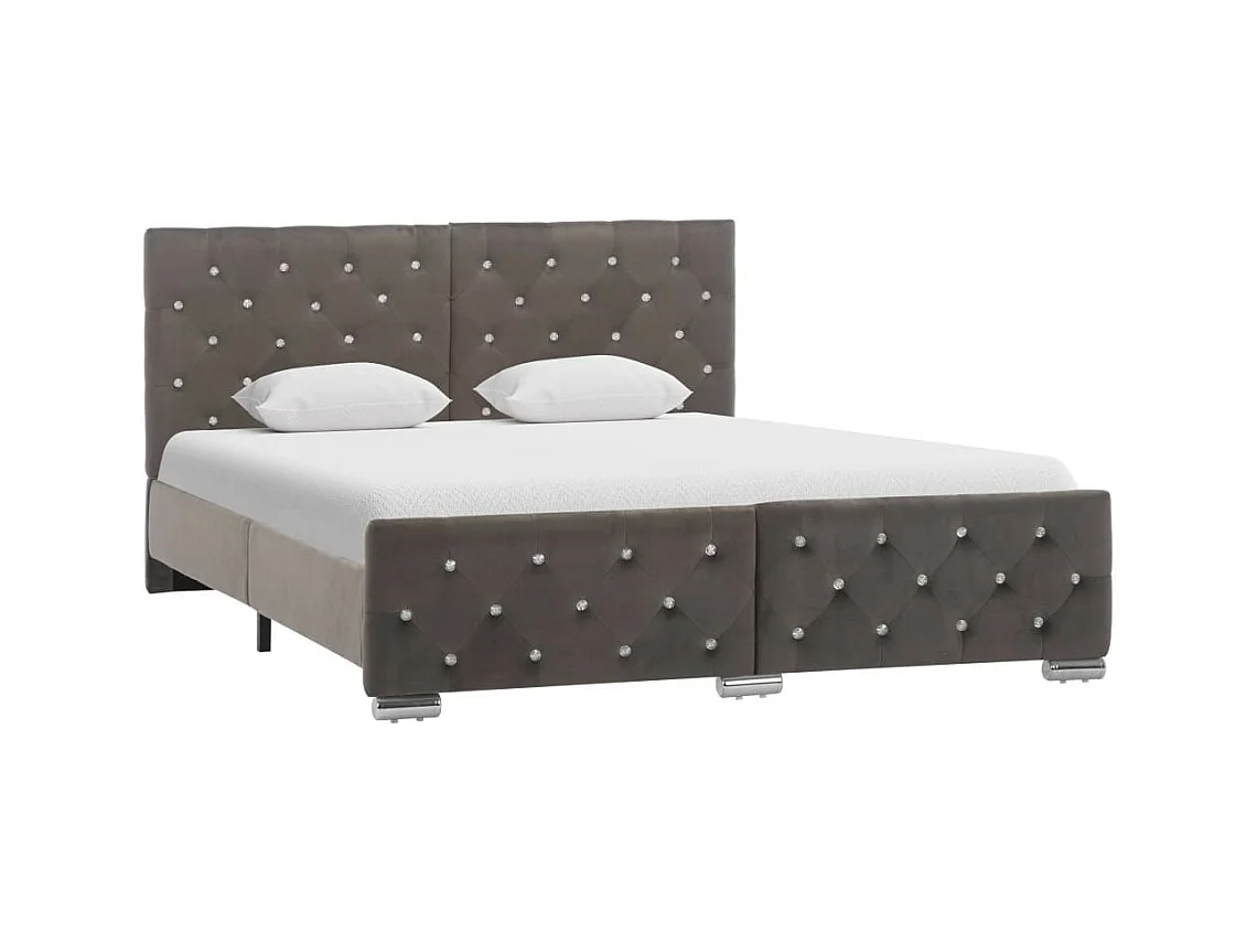 Lit Gris Tissu 140x200 4