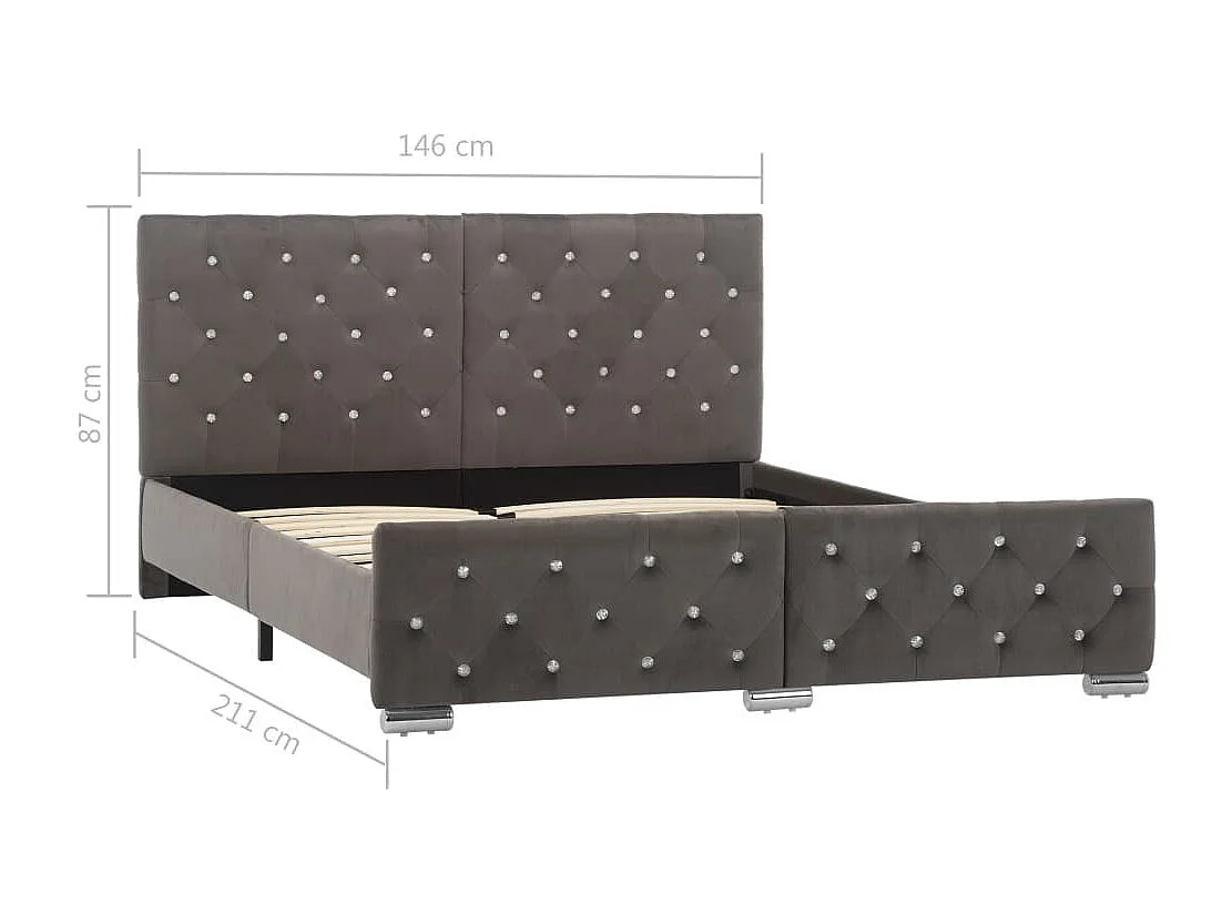 Lit Gris Tissu 140x200 4