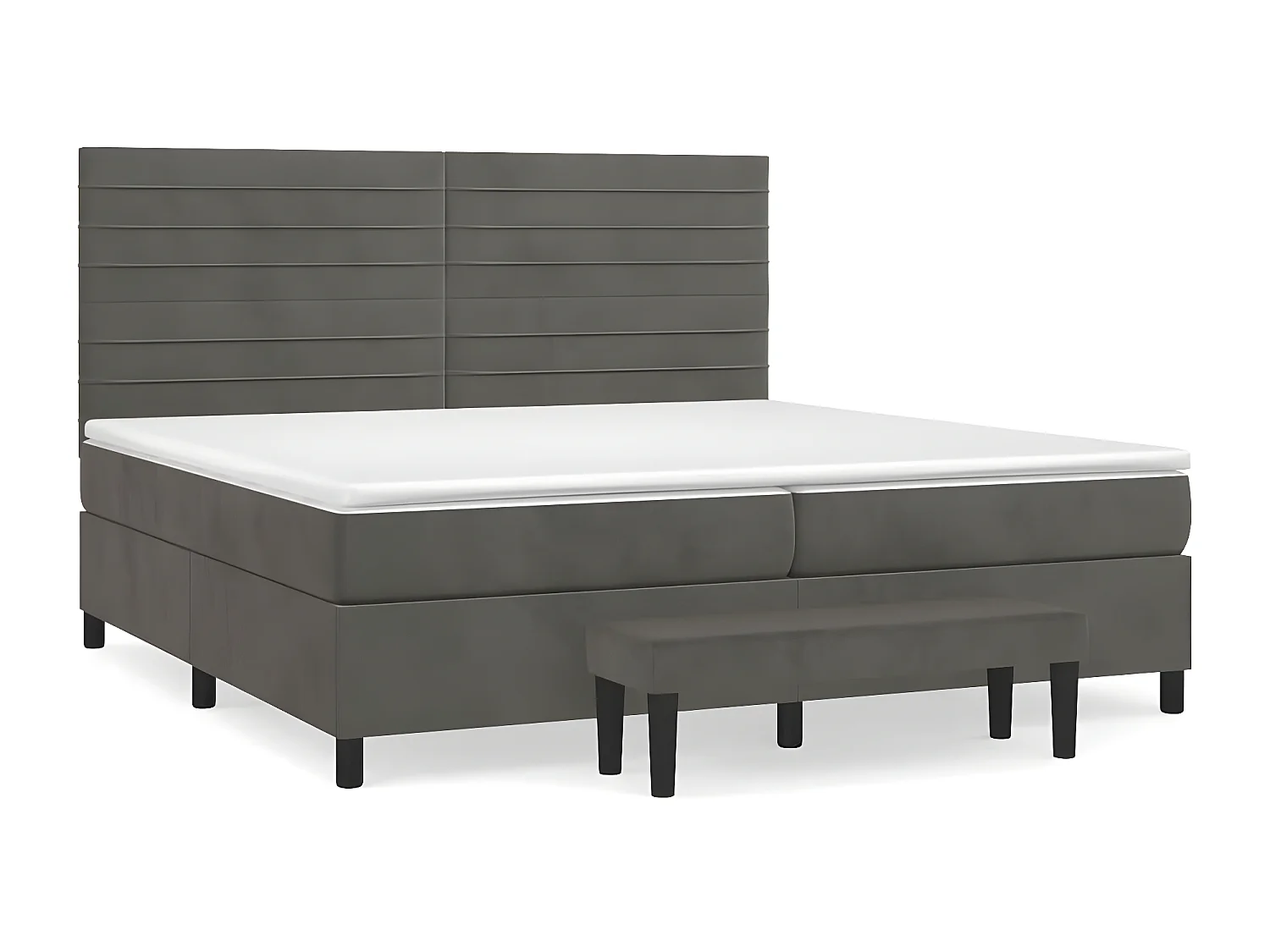 Lit à sommier tapissier et matelas Gris foncé 200x200 Velours 6