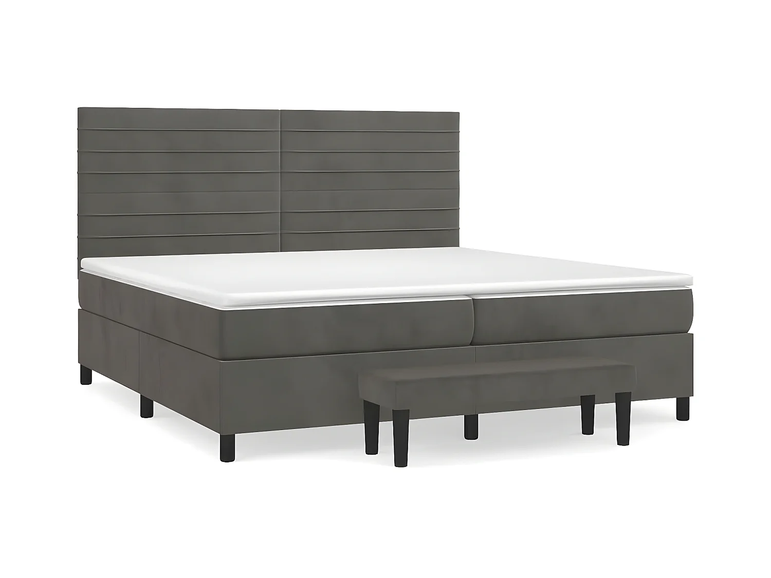 Lit à sommier tapissier et matelas Gris foncé 200x200 Velours 6