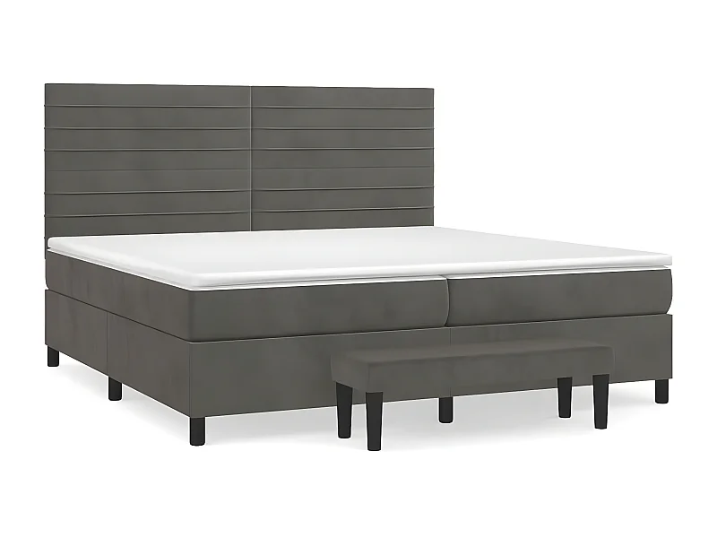 Lit à sommier tapissier et matelas Gris foncé 200x200 Velours 6