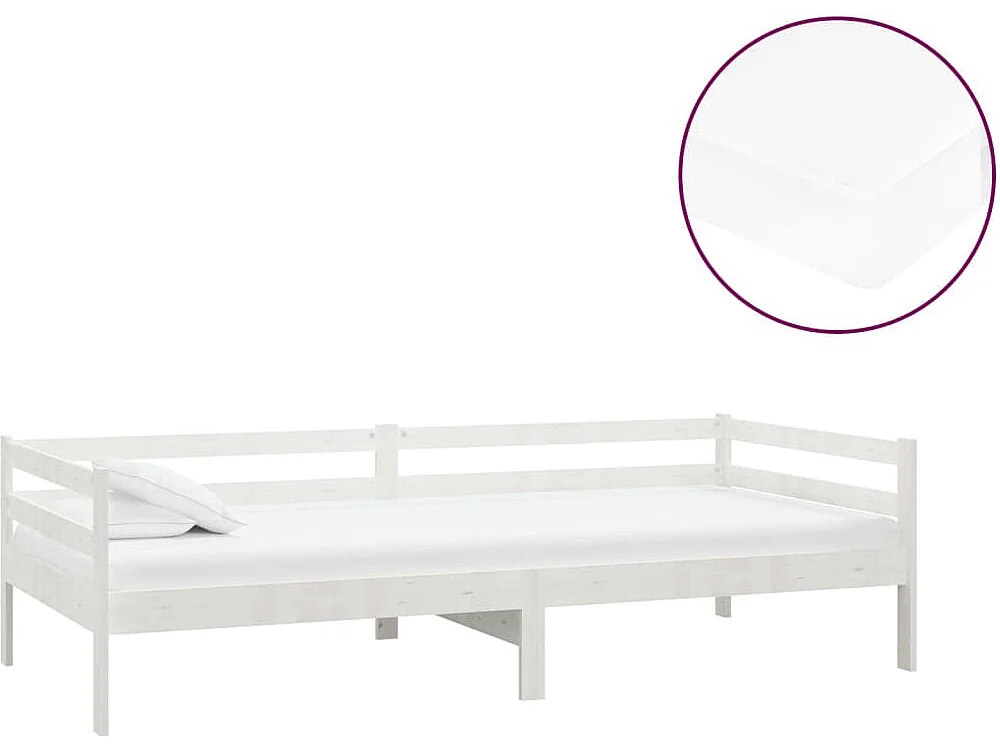 Lit avec matelas 90x200 Blanc Bois de pin massif 3