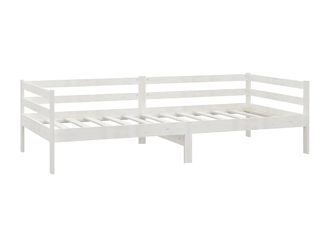 Lit avec matelas 90x200 Blanc Bois de pin massif 3
