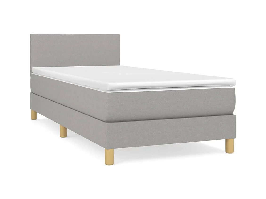 Lit à sommier tapissier avec matelas Gris clair 90x200 Tissu 7