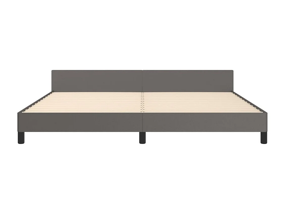 Lit avec tête de lit Gris 200x200 Similicuir