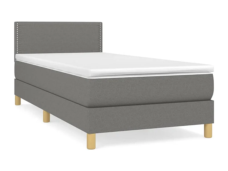 Lit à sommier tapissier et matelas Gris foncé 90x190 Tissu 4