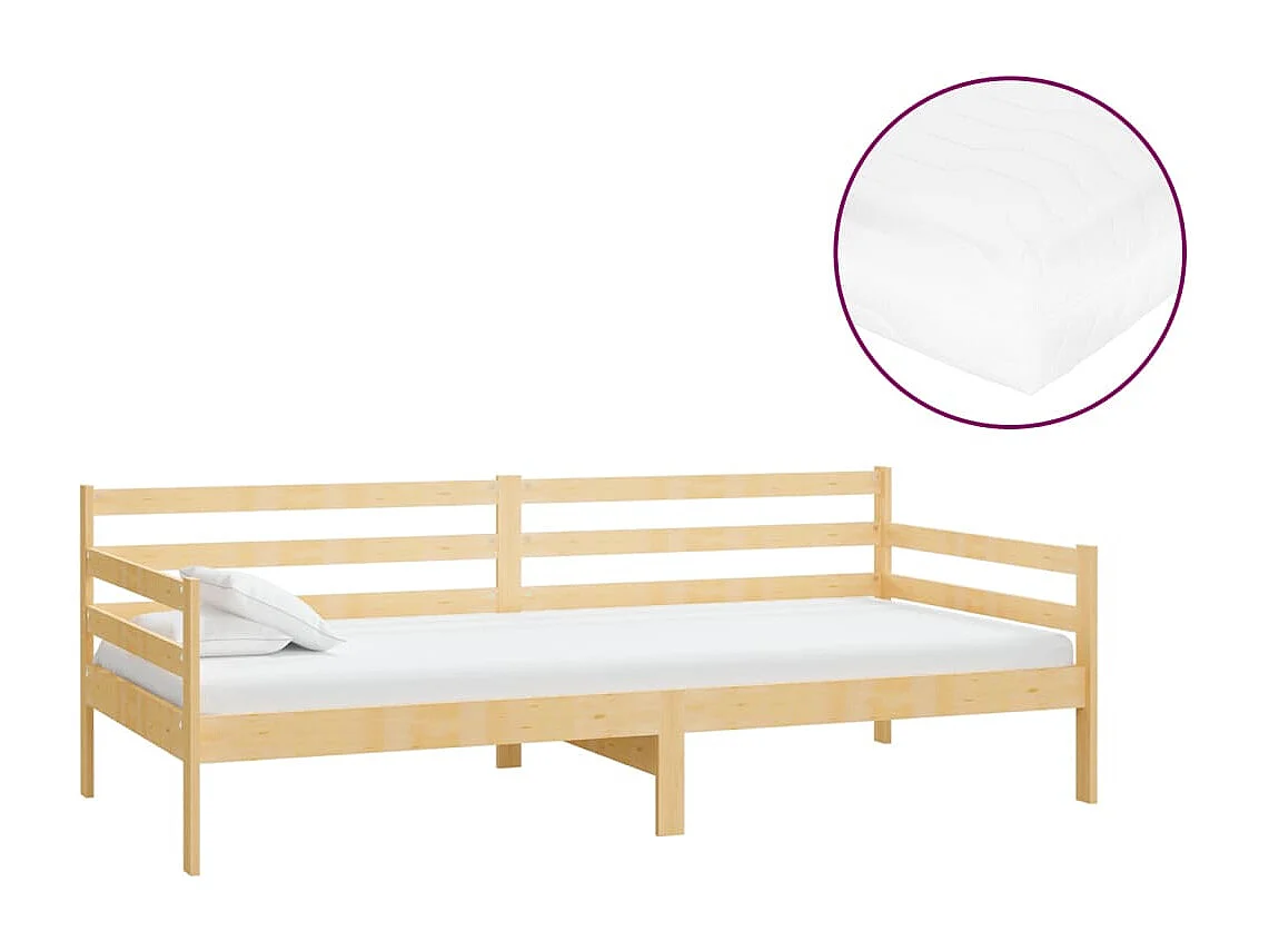 Lit avec matelas 90x200 Bois de pin massif 16
