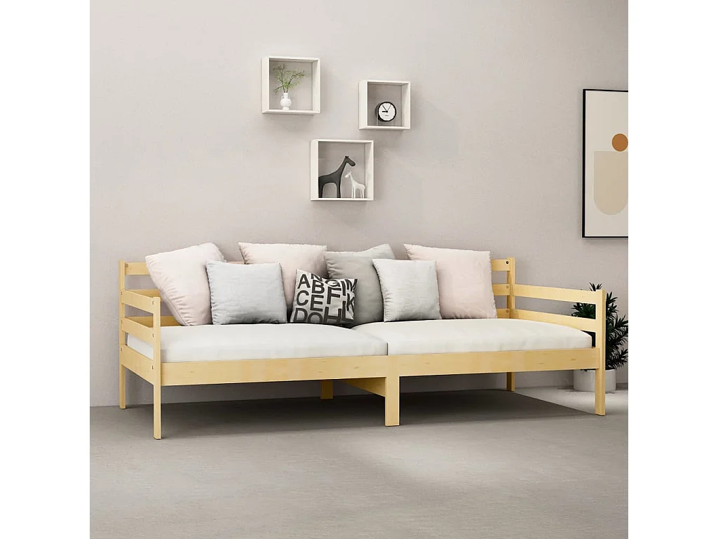 Lit avec matelas 90x200 Bois de pin massif 16