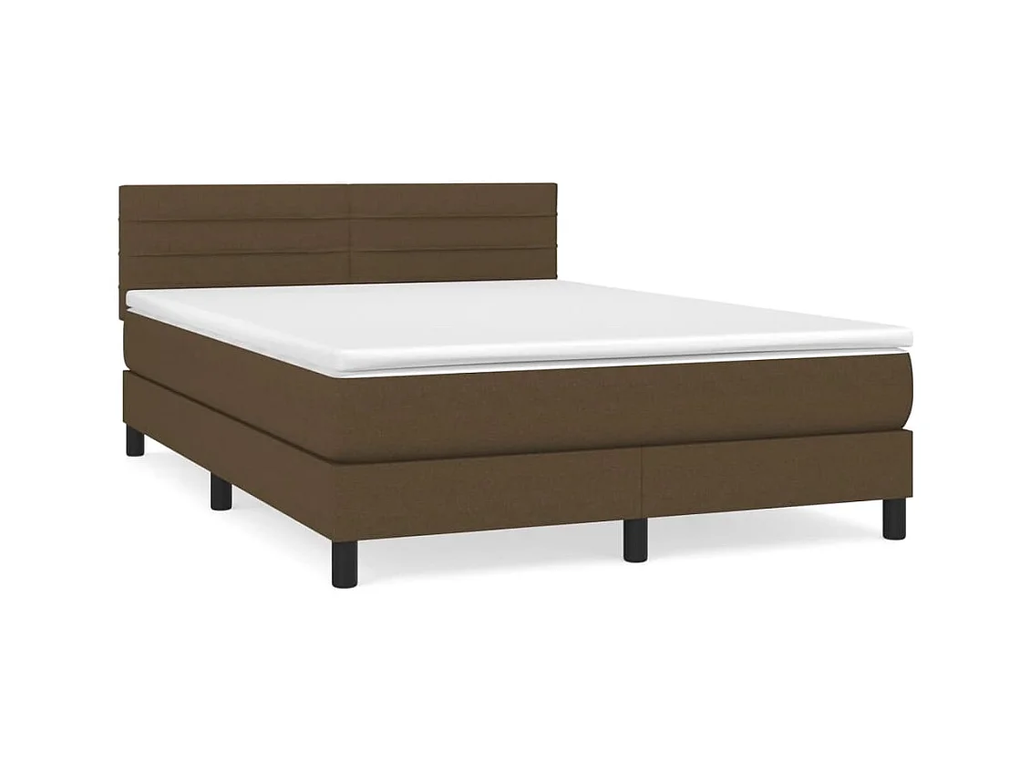Lit à sommier tapissier avec matelas Marron foncé 140x200