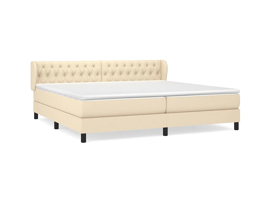 Lit à sommier tapissier avec matelas Crème 200x200 Tissu 12