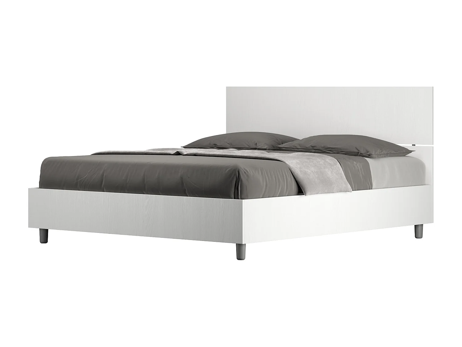 Lit sans sommier 160x200 tête de lit droite frêne blanc Demas