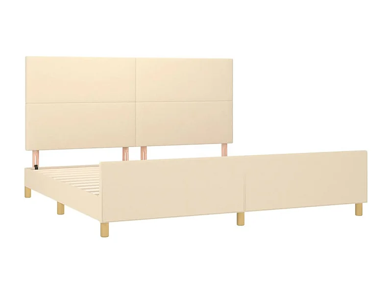 Lit avec tête de lit Crème 200x200 Tissu