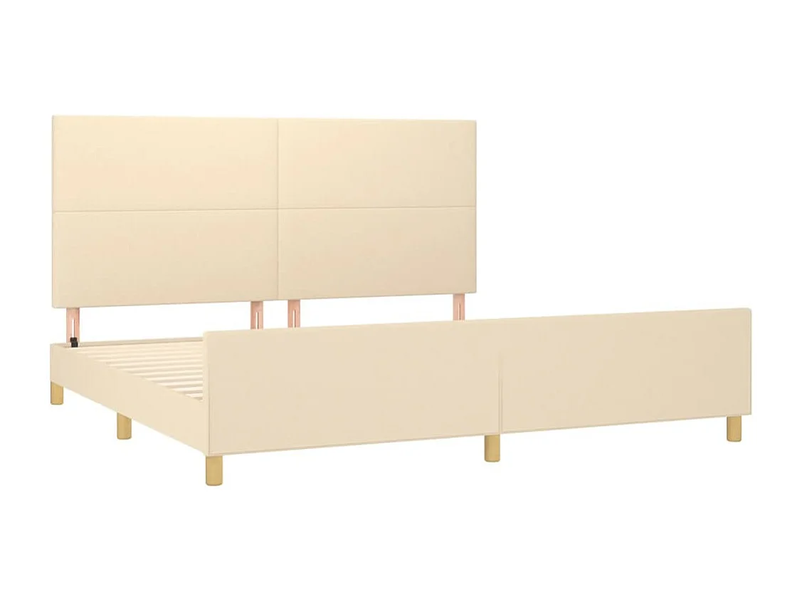 Lit avec tête de lit Crème 200x200 Tissu