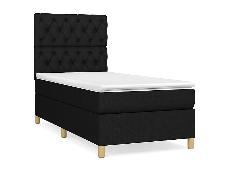 Lit à sommier tapissier et matelas Noir 80x200 Tissu 8