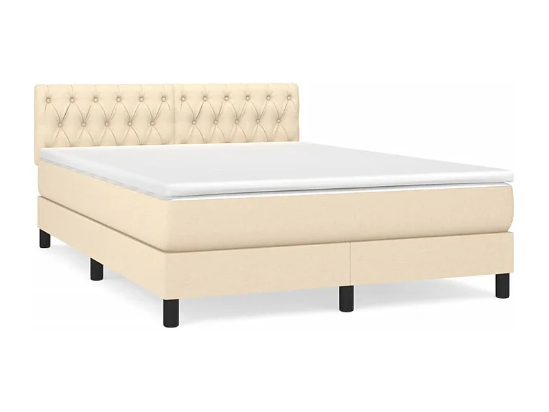 Lit à sommier tapissier avec matelas Crème 140x200 Tissu