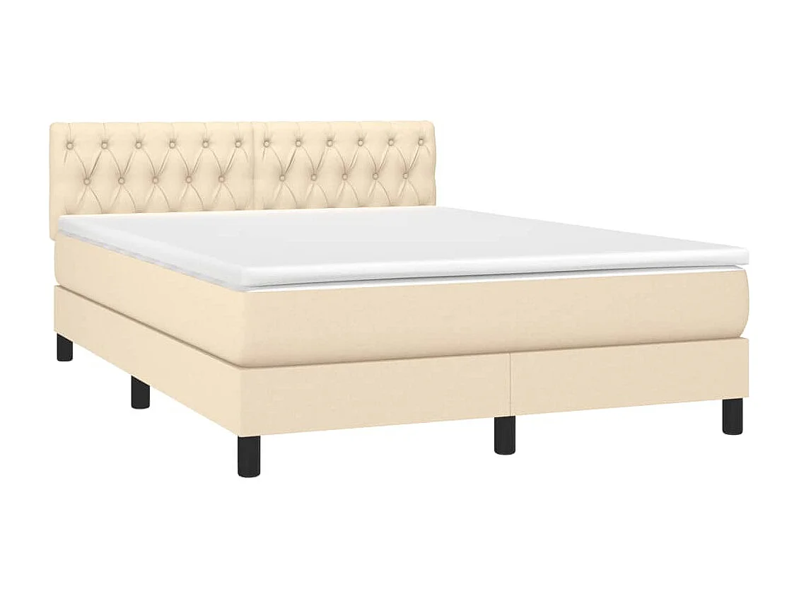 Lit à sommier tapissier avec matelas Crème 140x200 Tissu