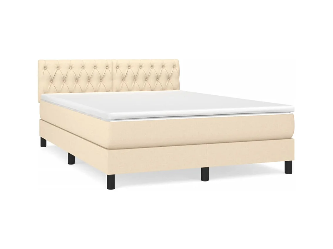 Lit à sommier tapissier avec matelas Crème 140x200 Tissu