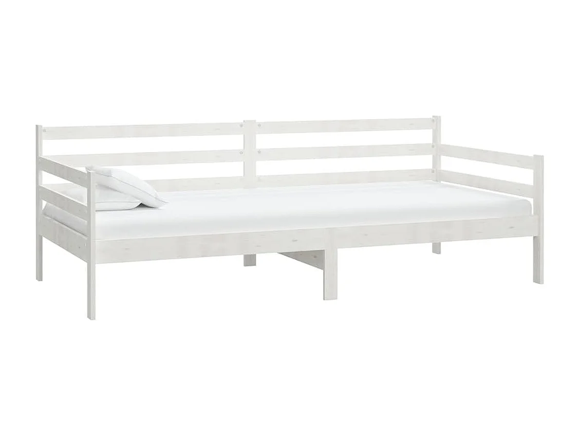 Lit avec matelas 90x200 Blanc Bois de pin massif 6