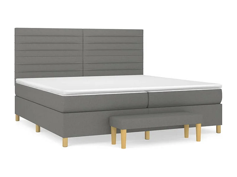 Lit à sommier tapissier avec matelas Gris foncé 200x200 Tissu 8