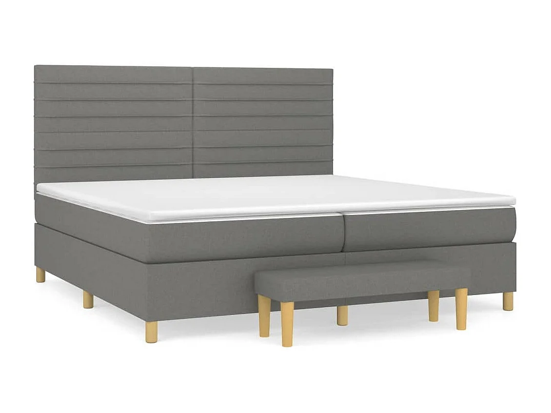 Lit à sommier tapissier avec matelas Gris foncé 200x200 Tissu 8