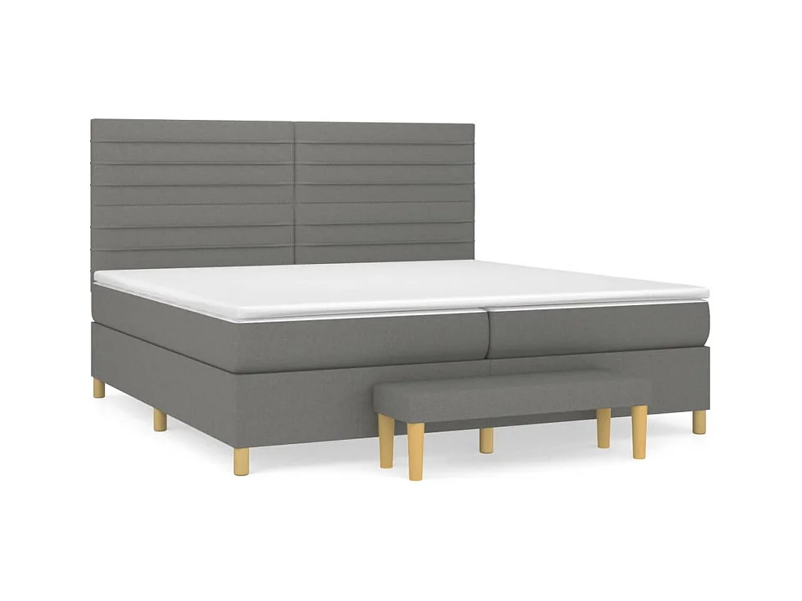 Lit à sommier tapissier avec matelas Gris foncé 200x200 Tissu 8