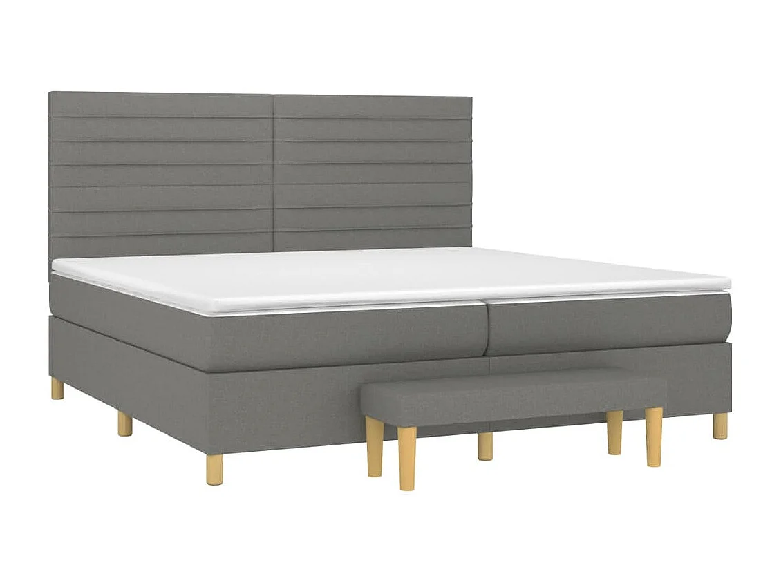 Lit à sommier tapissier avec matelas Gris foncé 200x200 Tissu 8
