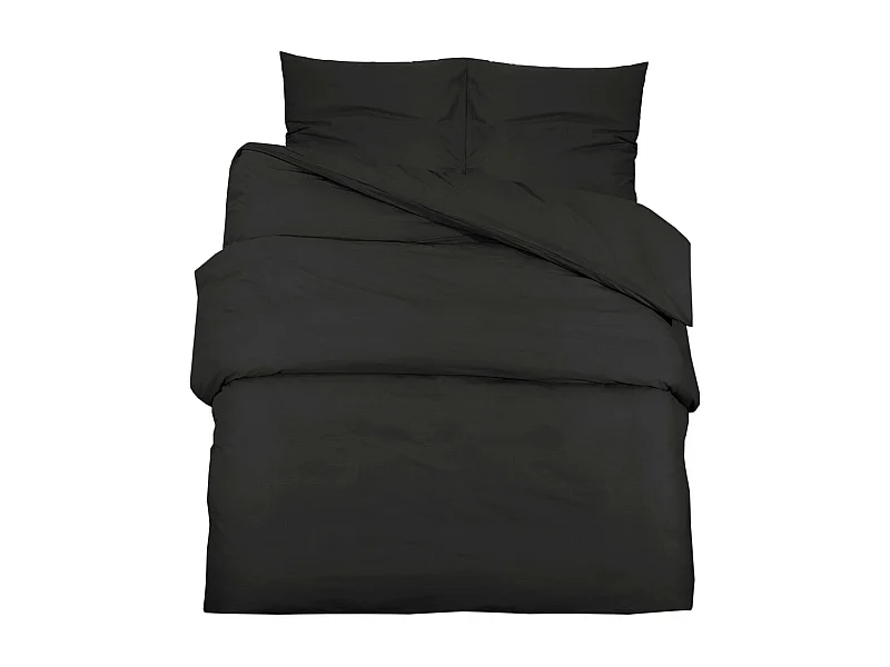 Ensemble de housse de couette Noir 140x200 Coton
