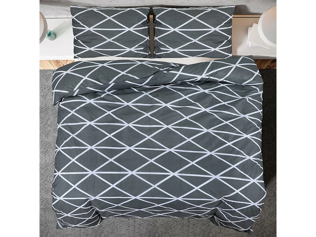 Ensemble de housse de couette Gris 200x200 Coton 3