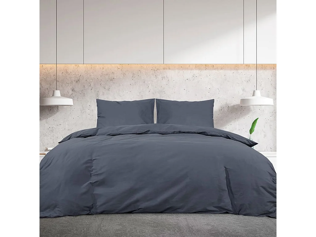 Ensemble de housse de couette Anthracite 260x240 Coton