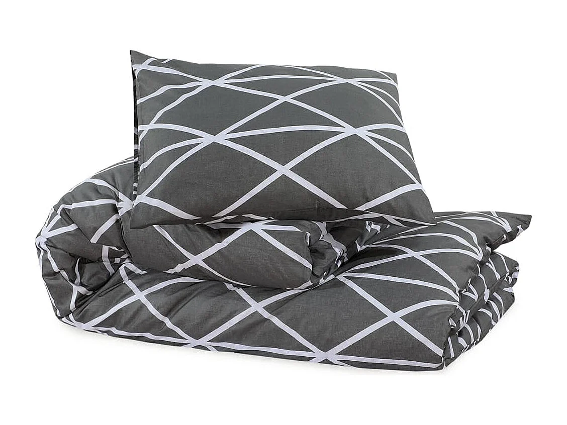 Ensemble de housse de couette Gris 200x220 Coton