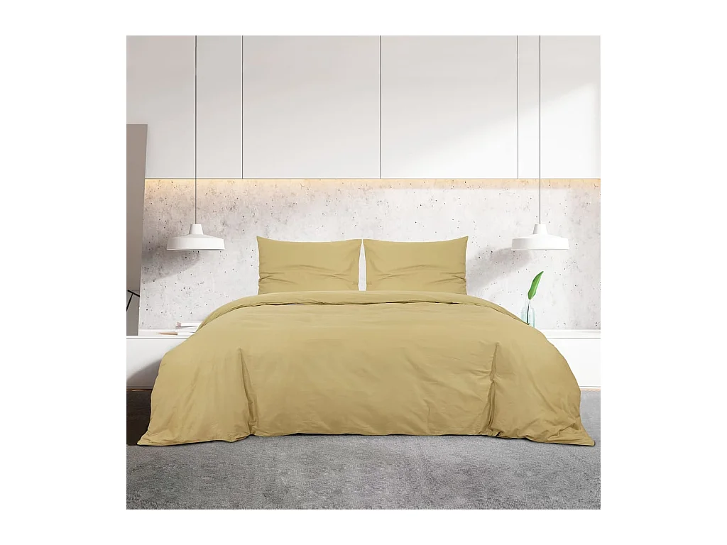 Ensemble de housse de couette Taupe 140x200 Coton
