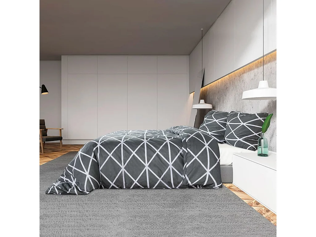Ensemble de housse de couette Gris 200x200 Coton