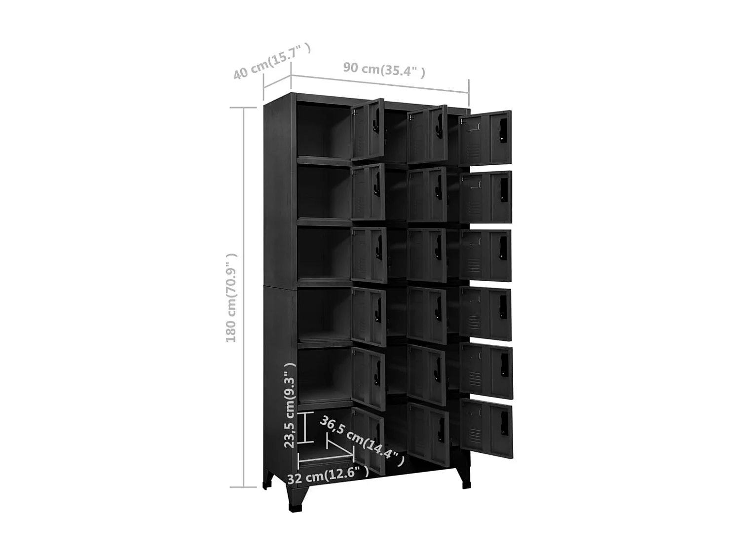 Armoire à casiers Anthracite 90x40x180 Acier 2