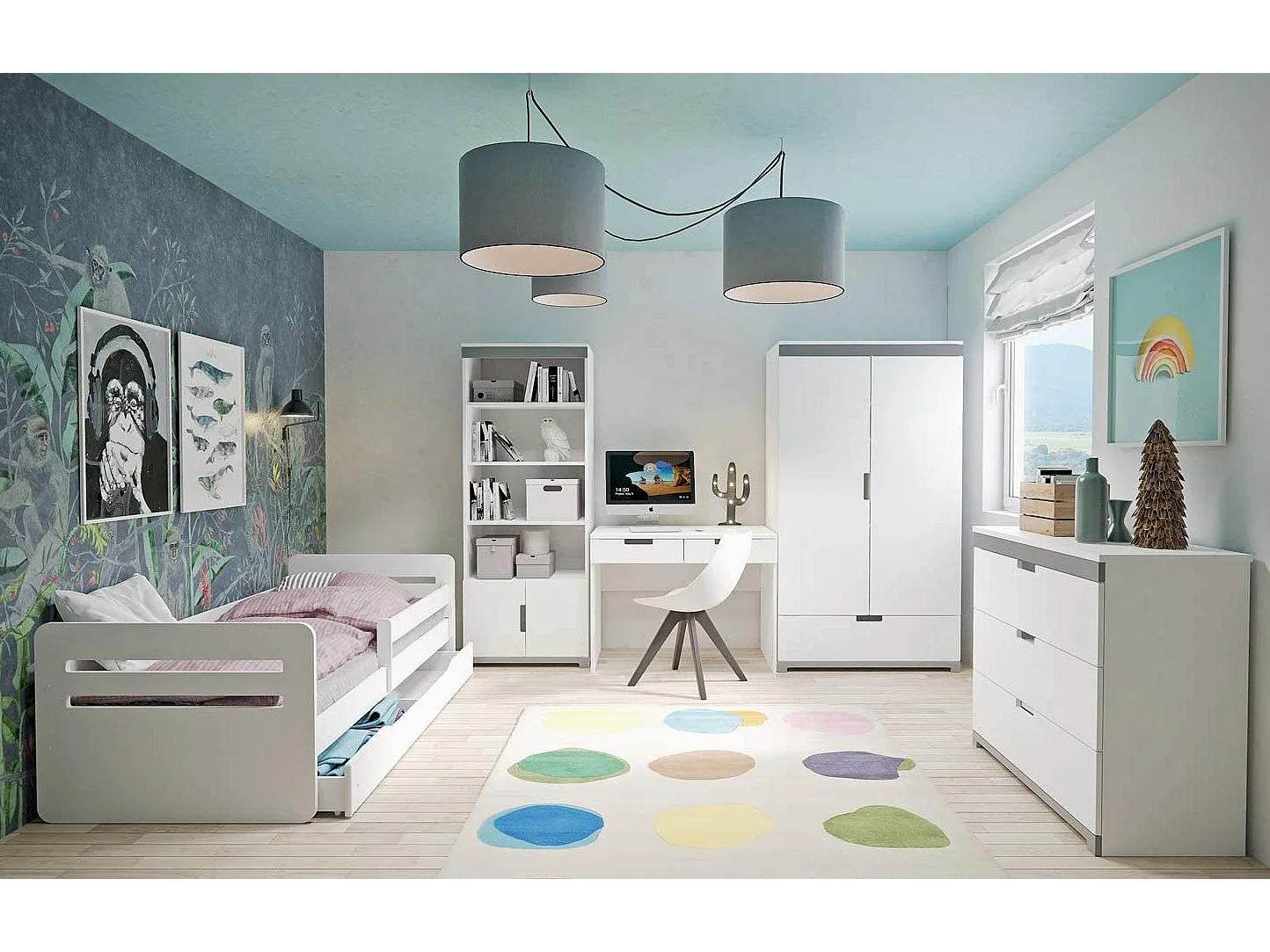 Armoire 2 portes enfant blanche Moly