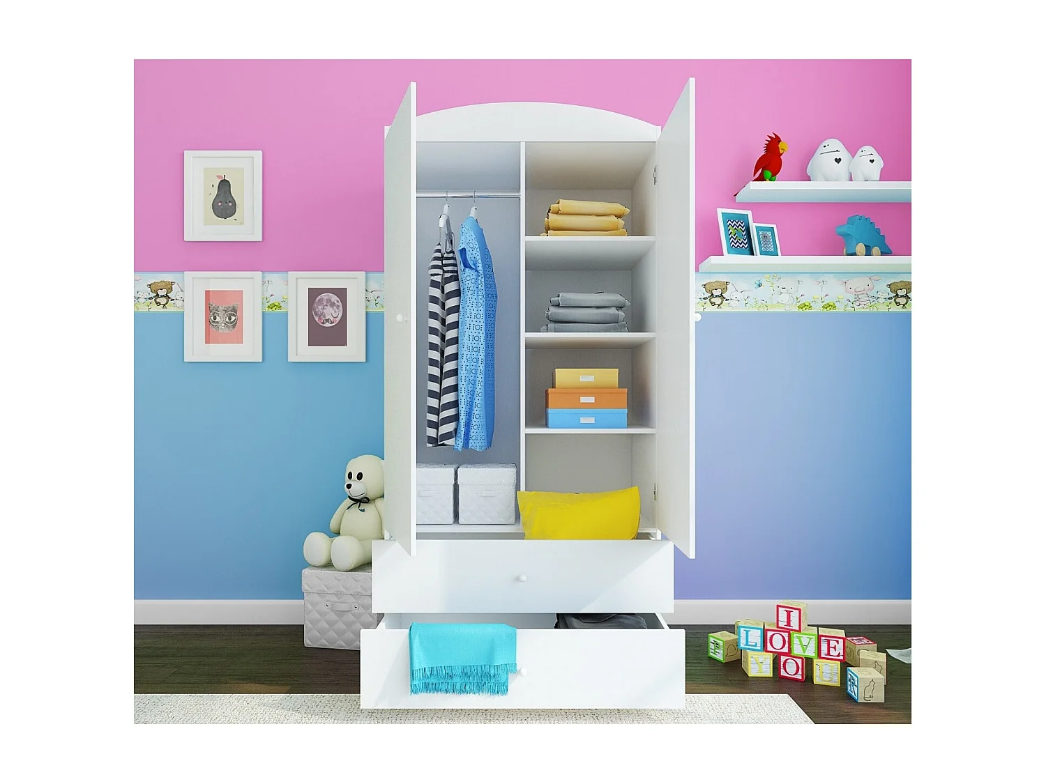 Armoire 2 portes enfant petit éléphant Drimy